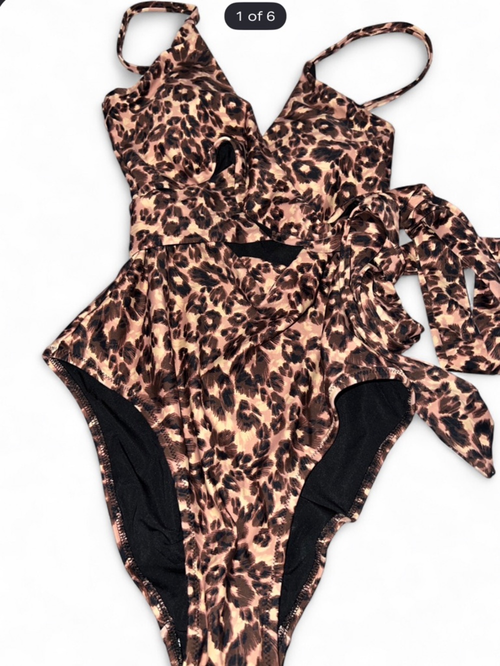 aerie Leopard Print One-Piece Full Coverage Wrap Around Swimsuit